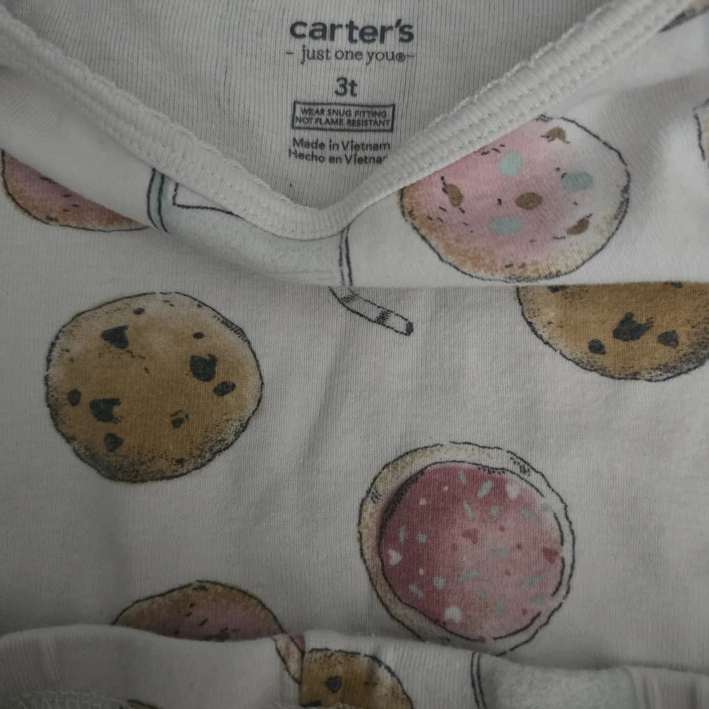Carter's White Milk & Cookies Printed Pajama Set with Pink and Tan Accents